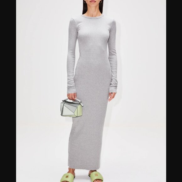 Eterne Long Sleeve Crewneck Dress in Heather Grey Size Small - Picture 1 of 5